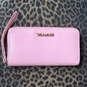 Tahari pink wristlet/wallet